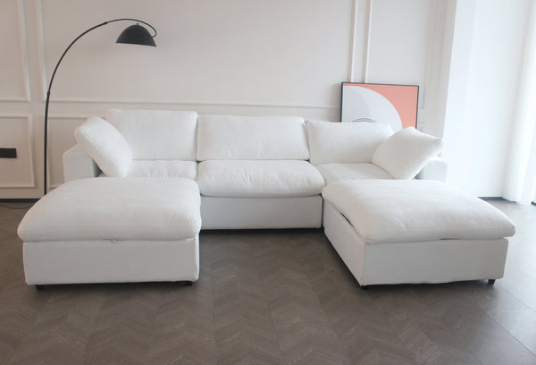 English Elm Large Modular Cloud Sofa Set - 5 Seats, Down-Filled Comfort, Customizable Layouts For Modern Spaces W2824S00021