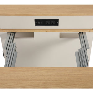 English Elm K&K Modern Extendable 59.5" Kitchen Island with Double-Sided Storage, Power Outlet & Casters White N707S000017W