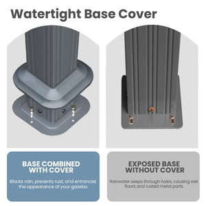English Elm 14' X 22' Hardtop Gazebo with Drainage System, Dual-Layer Galvanized Roof, Curtains & Mesh Protection Grey W1859S00153
