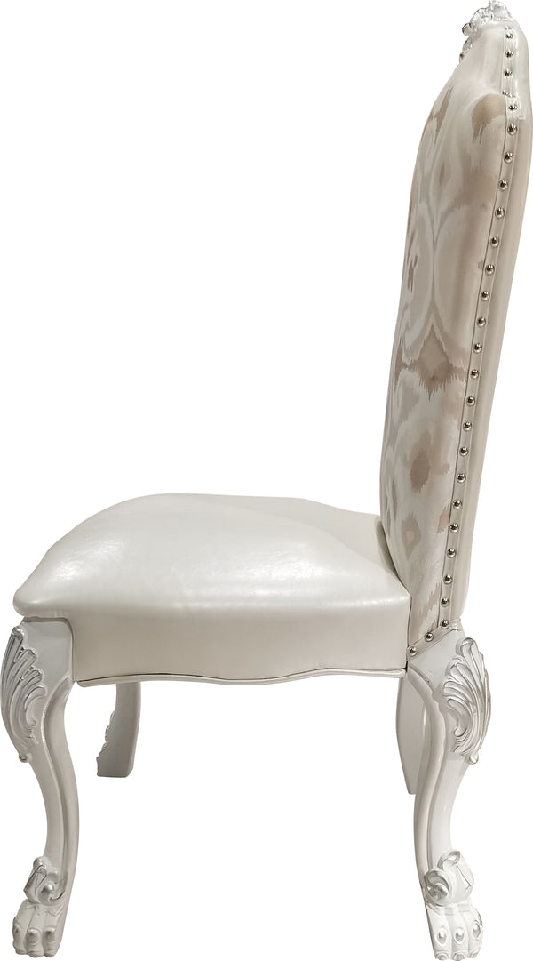 English Elm Ivory Sculptural Floral Dining Side Chair Set of 2 with Tufted Upholstery, Gold Accents, Luxe Comfort Ivory B062P215494