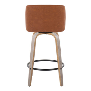 English Elm 26" Swivel Counterstools Whitewashed Wood Blue Upholstered Seat Set of 2 for Kitchen B202S00424