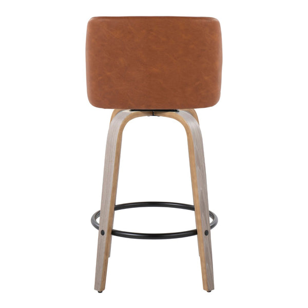 English Elm 26" Swivel Counterstools Whitewashed Wood Blue Upholstered Seat Set of 2 for Kitchen B202S00424