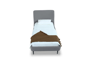 English Elm Twin Velvet Upholstered Bed with Arched Headboard and Sleek Metal Legs for Bedroom Grey+Black B365S00154