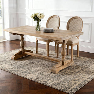 English Elm French Country Dining Chairs Set of 2 Linen Upholstered Round Back Farmhouse Seating W3426P478063