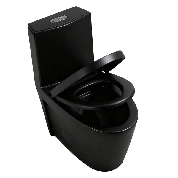 English Elm One-piece Elongated Porcelain Toilet Dual Flush Ada Comfort Height Soft Close Seat Black W1920P420642