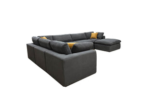 English Elm Coffee Bean Textured Modular Sectional Sofa Low Profile Contemporary Living Room Light Gray B2748S00070