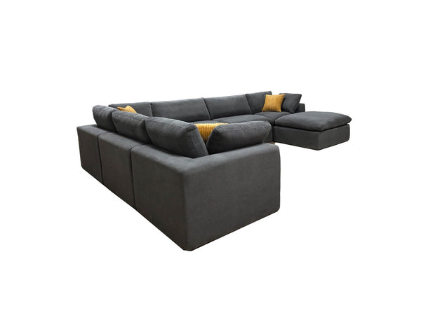 English Elm Coffee Bean Textured Modular Sectional Sofa Low Profile Contemporary Living Room Light Gray B2748S00070