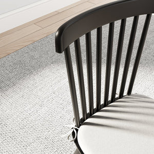 English Elm Farmhouse Solid Wood Kitchen Chairs Pair with Removable Washable Cushions and Ergonomic Windsor Backrest Black+Grey T3833P366667