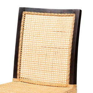 English Elm Mid-century Modern Solid Wood Woven Rattan Dining Chair for Organic Warm Interiors B2750P420429