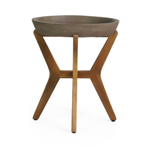 English Elm Set of 2 Outdoor Iron Rocking Chairs with Pe Rattan Back and Acacia Side Table N769P289096T_2_70618.00LGRY