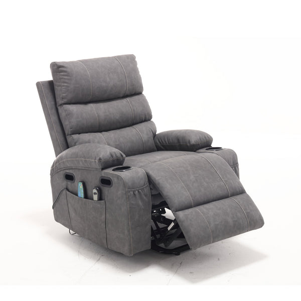 English Elm 21"seat Large Electric Power Lift Recliner Chair with 8-Point Vibration Massage, Lumbar Heat, Remote Control Gray 29.52 L x 26.77 W x 20.47 H W2297P264019