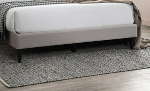 English Elm Modern Burlap Platform Bed Queen with Geometric Diamond Tufted Headboard, Sleek No-Box Spring Design Light Brown 66 L x 23 W x 9 H B011P238959