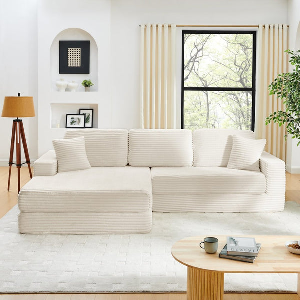 English Elm Left Sectional Corduroy Sleeper Sofa Modular L Shape Design for Modern Apartments W487S00300