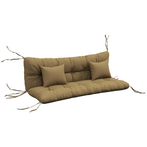 English Elm Outsunny Tufted Patio Bench Cushion Set Polyester Fill Water Resistant Outdoor Seat Brown W2225P174519