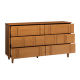 60" Modern Solid Wood Dresser BR60BRX6DCA-T Caramel BR60BRX6DCA-T Walker Edison