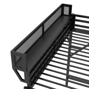 English Elm Queen Size Metal Loft Bed with Ladder and Built-In Storage Shelves, Sturdy High Bed for Teens 99" Black W2580P379983