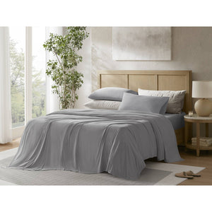 English Elm 4-piece King Nylon Spandex Sheet Set Moisture Wicking Stretch Cool Sleep Bedding Grey B035P408290