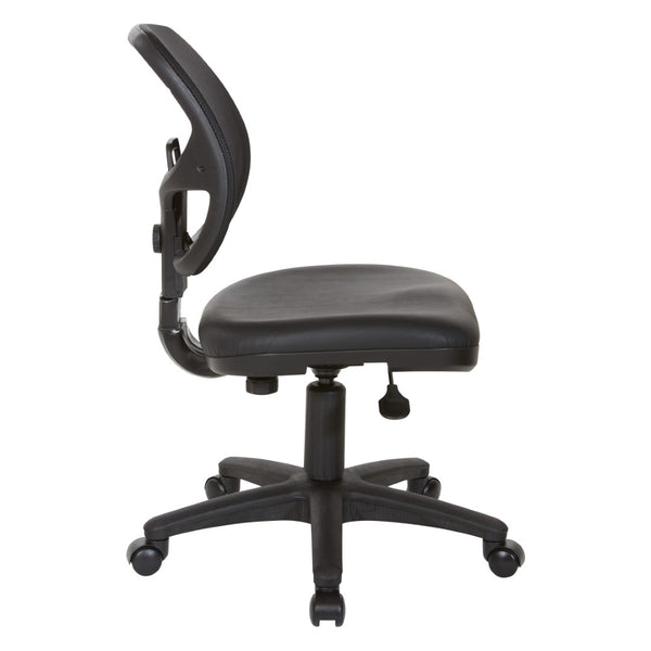 OSP Home Furnishings Mesh Back Ergonomic Task Chair with Vinyl Seat Lumbar Support for Home Office Use EM2910V
