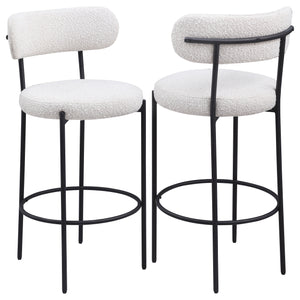English Elm Concord Cream Boucle Upholstered Bar Chairs Set Of 2 - Stylish Comfort For Modern Interiors B062P299856