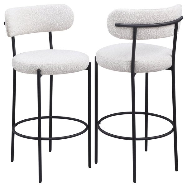English Elm Concord Cream Boucle Upholstered Bar Chairs Set Of 2 - Stylish Comfort For Modern Interiors B062P299856