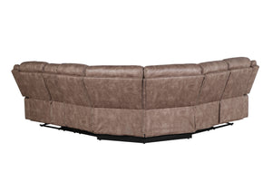 English Elm Dollum Two Tone Nubuck Manual Recliner Sectional Sofa with USB Port, Cupholder Console, Tufted Comfort Chocolate 69 L x 30 W x 26 H B2726S00125