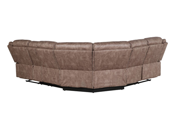 English Elm Dollum Two Tone Nubuck Manual Recliner Sectional Sofa with USB Port, Cupholder Console, Tufted Comfort Chocolate 69 L x 30 W x 26 H B2726S00125