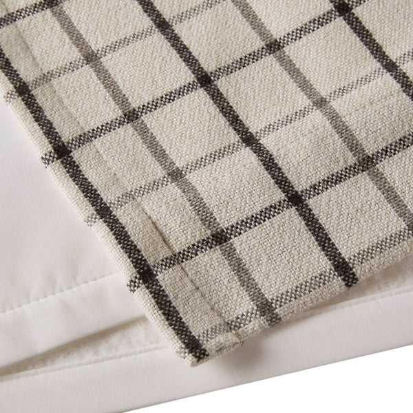 JLA Home Madison Park - Plaid Thermal Fleece Lined Curtain Panel — Heavyweight Plaid Insulating Drapery for Cozy, Filtered Light Black MP40-8734