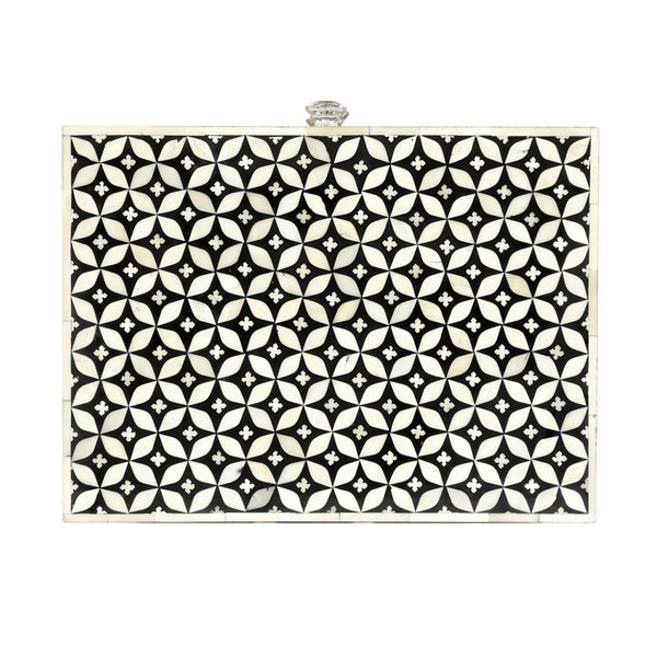 English Elm Christopher Knight Home® - WOODEN Mango Wood 3-Drawer Bone Inlay Nightstand in Black-Dark Walnut — Handcrafted Boho Accent Table 69348.00DWALBLK