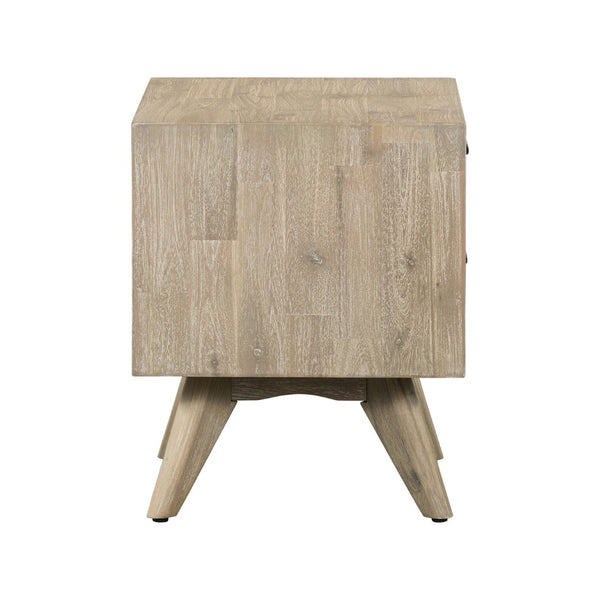 English Elm Baly Acacia Wood Two Drawer Nightstand Mid Century Legs Soft Close Bedroom B2736P464866