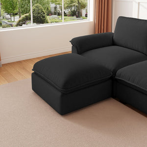 English Elm Cloud Sectional Sofa with Movable Chaise Soft Chenille Upholstery for Modern Living Rooms Black W1359S00065
