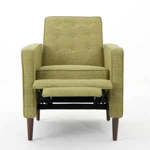 English Elm Christopher Knight Home® - Fabric Recliner Chair Mid-Century Modern Pushback Single Sofa with Tufted Cushion, Birch Legs, Cozy Comfort Green 60741.00MGRN