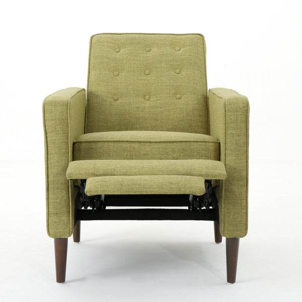 English Elm Christopher Knight Home® - Fabric Recliner Chair Mid-Century Modern Pushback Single Sofa with Tufted Cushion, Birch Legs, Cozy Comfort Green 60741.00MGRN