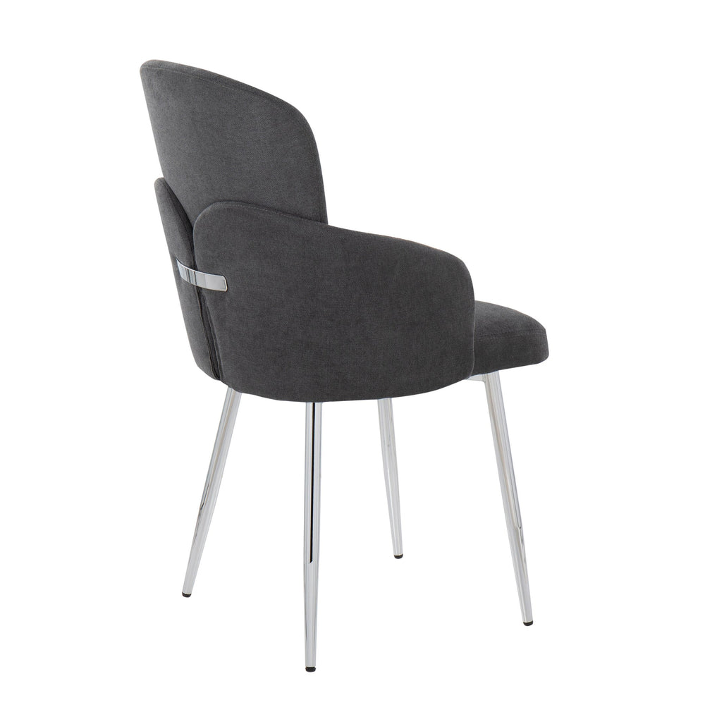 English Elm Dahlia Contemporary Dining Chair Set Of 2 In Grey Fabric & Chrome Metal - Stylish, Durable Comfort B202S01200