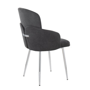 English Elm Dahlia Contemporary Dining Chair Set Of 2 In Grey Fabric & Chrome Metal - Stylish, Durable Comfort B202S01200