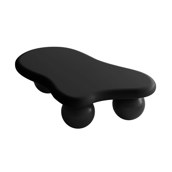 English Elm 47 Inch Cloud Shaped Coffee Table - Modern Black Centerpiece With 3 Legs For Stylish Living Rooms W1435S00015
