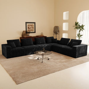 English Elm 141.73*106.30"modular Six Piece Corduroy Sectional Sofa No Assembly Plush Living Room Seating W3819S00142