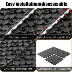 English Elm Stone Texture Interlocking Patio Deck Tiles Polypropylene Outdoor Floor Set 44 Piece W3022P251849