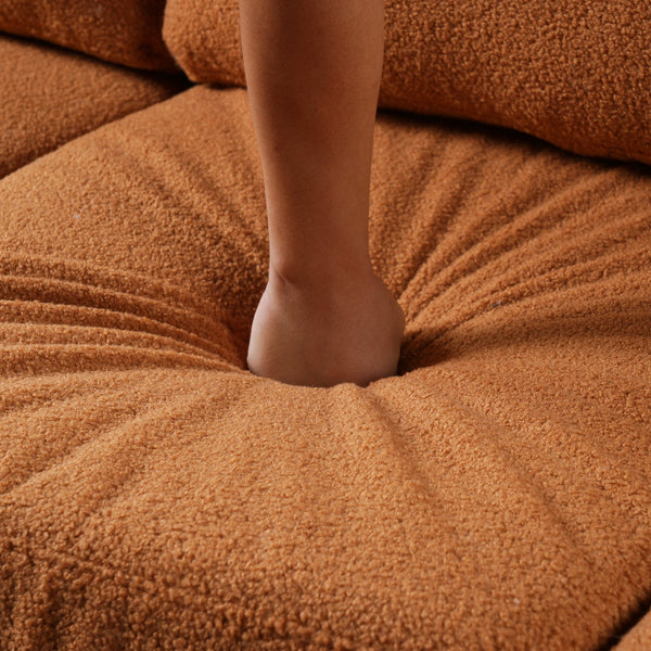 English Elm Christopher Knight Home® - 83.86" 3-Seater Sofa in Teddy Velvet with Curved Armrests & Solid Wood Legs, Plush Durable Comfort Orange N765P331021Y