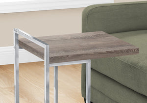 English Elm Accent Table - Contemporary C-Shaped Side Table With Chrome Base For Living Room & Bedroom Use B2710P219377