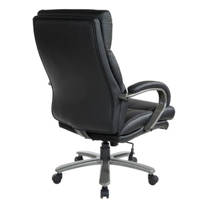 OSP Home Furnishings Big and Tall Bonded Leather Executive Office Chair with Lumbar Support and Titanium Accents ECH95297BT-EC3