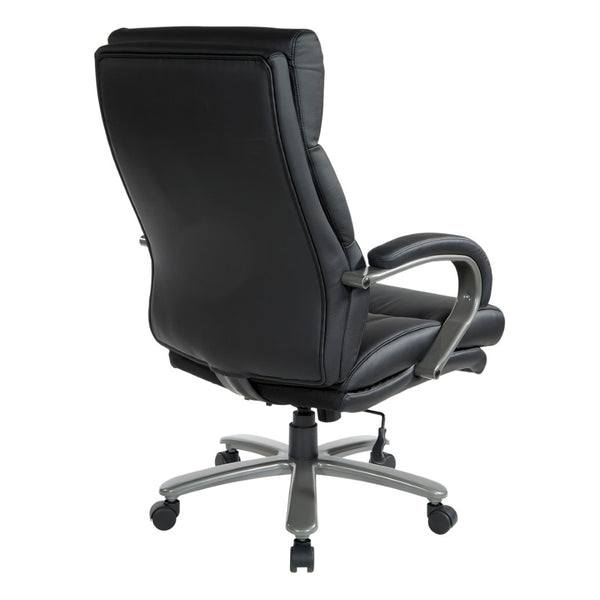 OSP Home Furnishings Big and Tall Bonded Leather Executive Office Chair with Lumbar Support and Titanium Accents ECH95297BT-EC3