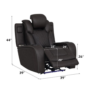 English Elm Wendell Microfiber Power Recliner with Led Base Lighting Usb Port and Pocket Coil Seat B2726P435903