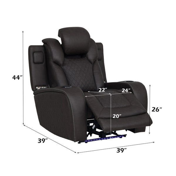 English Elm Wendell Microfiber Power Recliner with Led Base Lighting Usb Port and Pocket Coil Seat B2726P435903