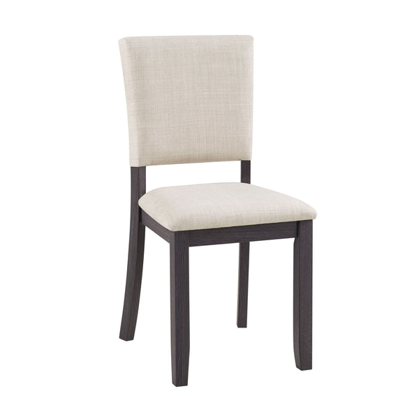 English Elm 47.3" 5-Piece Round Dining Set for 4 - Antique Black Table & Beige Upholstered Chairs, Stable Stylish W1998S00078