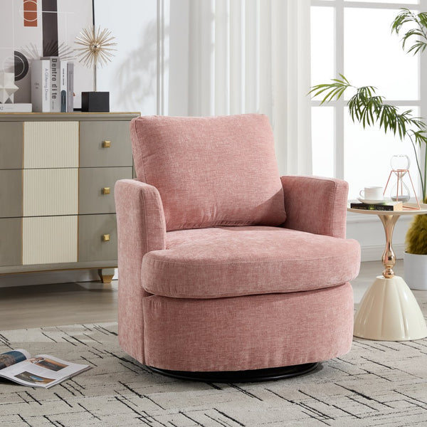 English Elm swivel Chenille Upholstered Office Chair with Metal Turntable, Breathable Durable Wood Frame for Comfort and Style Pink W2120P322756