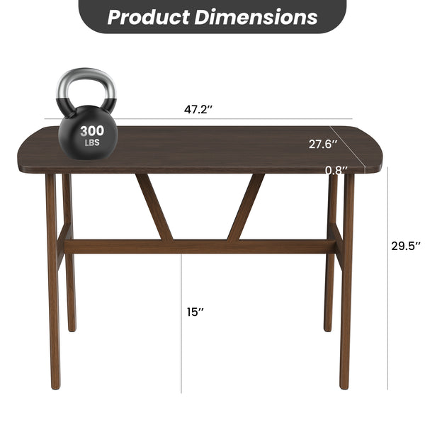 English Elm Dining Rectangular Wood Table for 4-6 with Sturdy Metal Frame, Rounded Corners, Easy Assembly, Durable Modern Dining Room Centerpiece Dark Walnut T3623P380107
