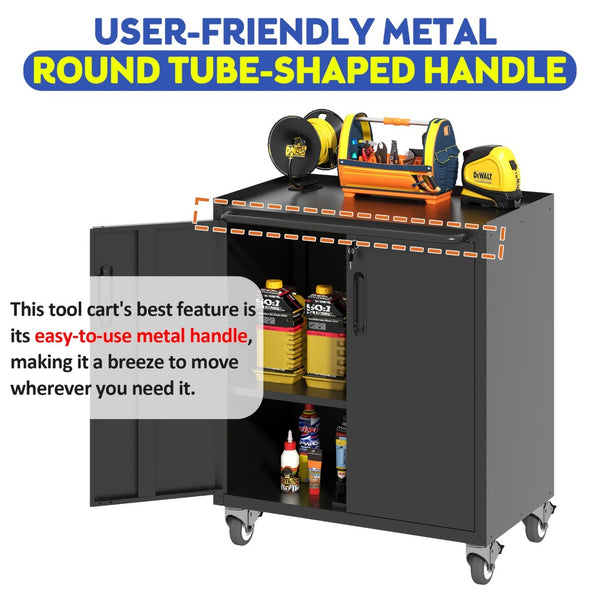 English Elm Heavy-duty Steel Garage Cabinet on Wheels with Locking Doors and Adjustable Shelves T2398P223005