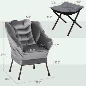 English Elm Lazy Tufted Velvet Accent Chair with Ottoman and Side Pockets for Reading Nooks T3971P405382
