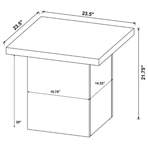 English Elm Square Dark Pine End Table Plinth Base Engineered Wood Living Room Accent B016P472934