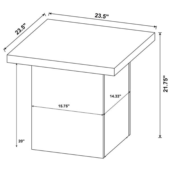 English Elm Square Dark Pine End Table Plinth Base Engineered Wood Living Room Accent B016P472934